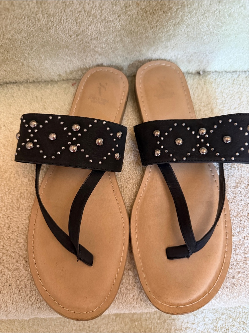 Simply Vera Vera Wang Black Studded Slide Sandals